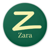 Door Knob Green Monogram Keramikknauf (Vorderseite)