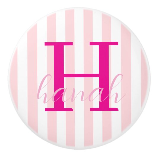 Door Knob Pink & White Stripe Keramikknauf (Vorderseite)