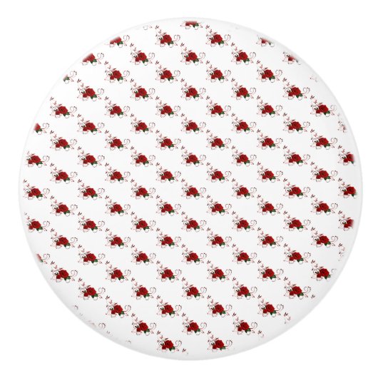 Door Knob Red Rose Floral  Keramikknauf (Vorderseite)