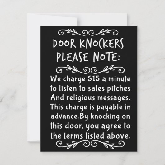 Door Knockers Unwelcome Visitors Contract Sign USA (Vorderseite)