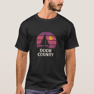 Door Landkreis WI Segelen Retro 70er Vintag Sunset T-Shirt