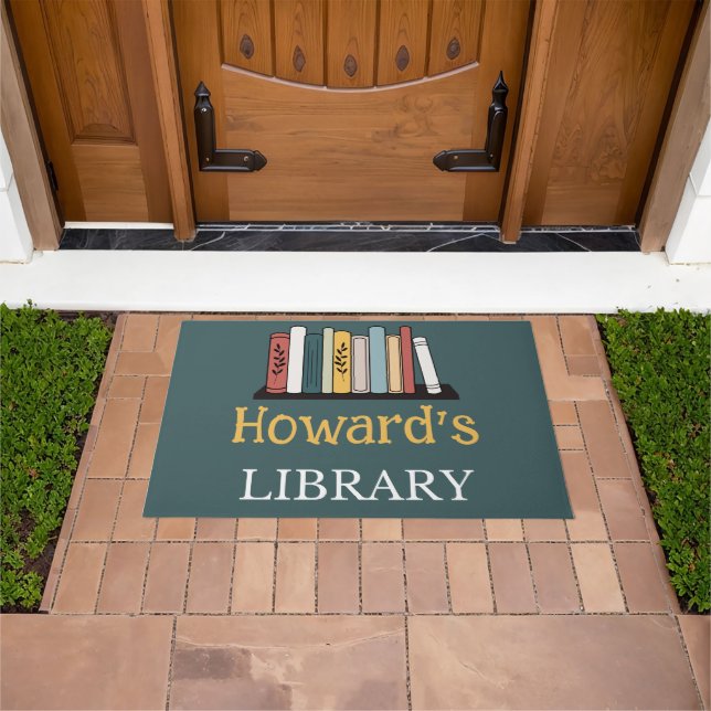 Door Mat - Bibliothek - Personalisiert - Name hinz Fußmatte (Außenbereich)