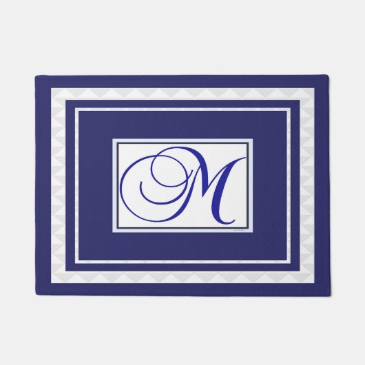 Door Mat Initial M Monogramm blau weiß Fußmatte (Vorderseite)