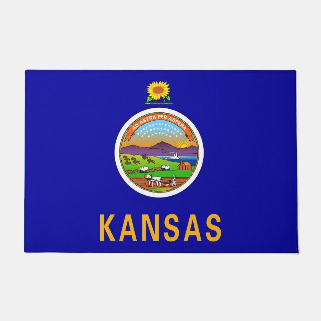 Door Mat mit Flagge des Kansas-Staat, USA Fußmatte (Vorderseite)