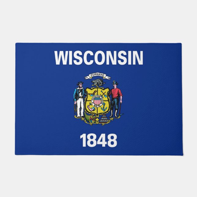 Door Mat mit Flagge von Wisconsin, USA Fußmatte (Vorderseite)