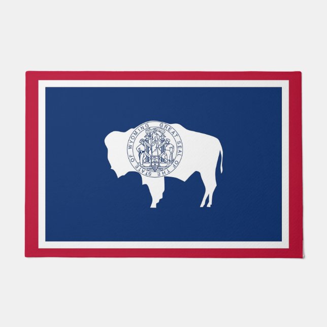 Door Mat mit Flagge von Wyoming, USA Fußmatte (Vorderseite)