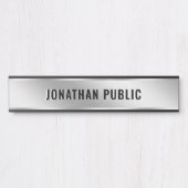 Door Sign Custom Text Elegant Modern Silver Home Türschild (Vorderseite )