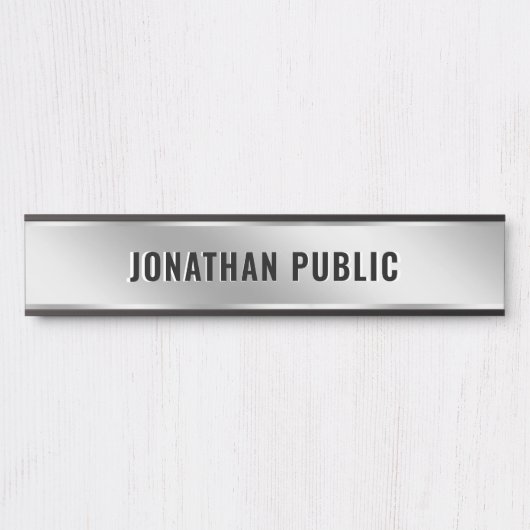Door Sign Custom Text Elegant Modern Silver Home Türschild (Vorderseite )