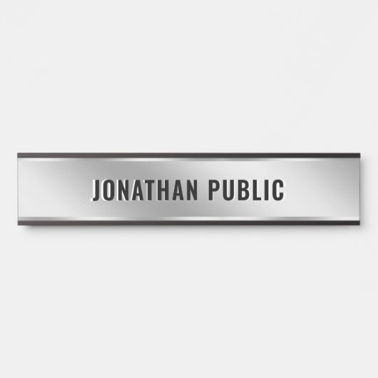 Door Sign Custom Text Elegant Modern Silver Home Türschild (Vorderseite )