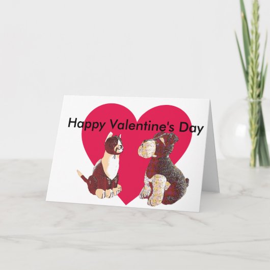 Door Stopp Dog and Cat Editable Valentine Karte (Vorderseite)