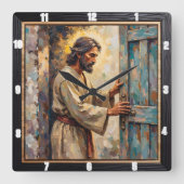 Door to Grace: A Timeless Call Quadratische Wanduhr (Vorderseite)