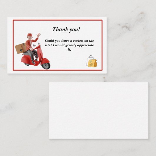 Doordash Liefertreiber Danke Business Card Visitenkarte (Vorne/Hinten)