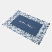 Doormat Blue-Gray Floral Fußmatte (Schrägansicht)