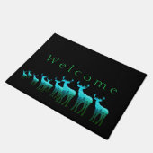 Doormat-Blue-Green Deer/Elk Willkommen Fußmatte (Schrägansicht)