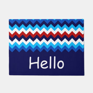 Doormat cool Red White Chevrons Monogram Doormat Fußmatte