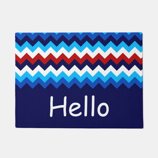 Doormat cool Red White Chevrons Monogram Doormat Fußmatte (Vorderseite)