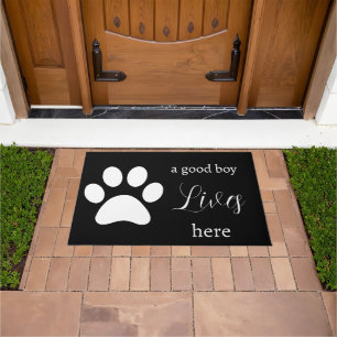Doormat - Dog Paw - ein guter Junge lebt hier Fußmatte
