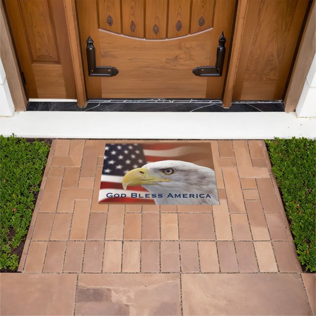 Doormat Gott segne Amerika Adlerflagge Fußmatte (Außenbereich)