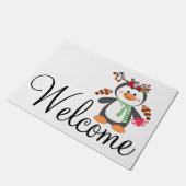 Doormat Happy Valentine's Day Pinguin Hearts Fußmatte (Schrägansicht)