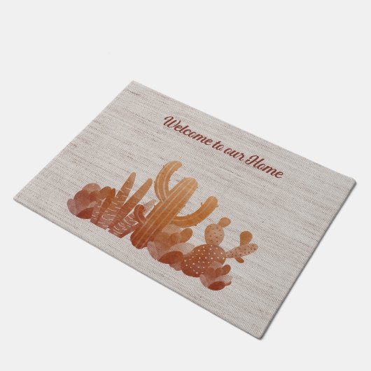 Doormat in Beige mit Kakti Fußmatte (Schrägansicht)