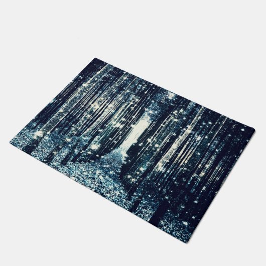 Doormat: Magischer Wald Aquamarin Grau Elegance Fußmatte (Schrägansicht)