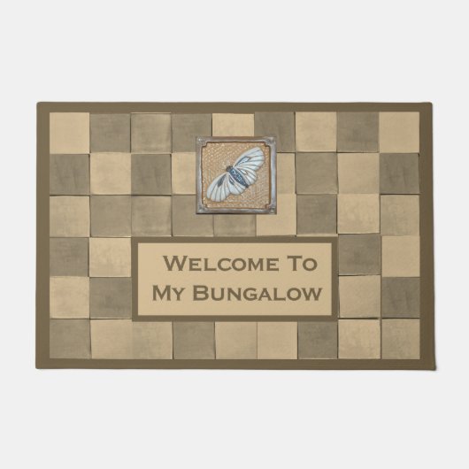 Doormat mit Ocher und beigefarbener Fliese Fußmatte (Vorderseite)