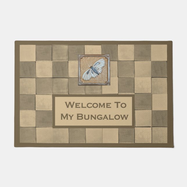 Doormat mit Ocher und beigefarbener Fliese Fußmatte (Vorderseite)