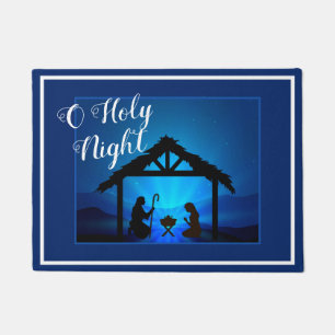 Doormat-O Heilige Nacht-Manger-Szene in Blue Doorm Fußmatte