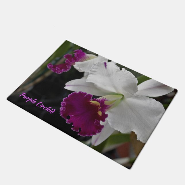 Doormat - Orchid weiß/Lila Fußmatte (Schrägansicht)