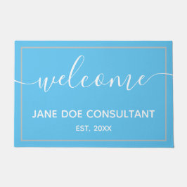 Doormat - Personalisierter Empfang Sky Blue + Whit Fußmatte