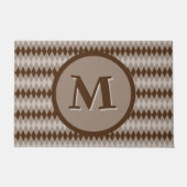 Doormat - Raute Muster braun mit Monogramm Fußmatte (Vorderseite)