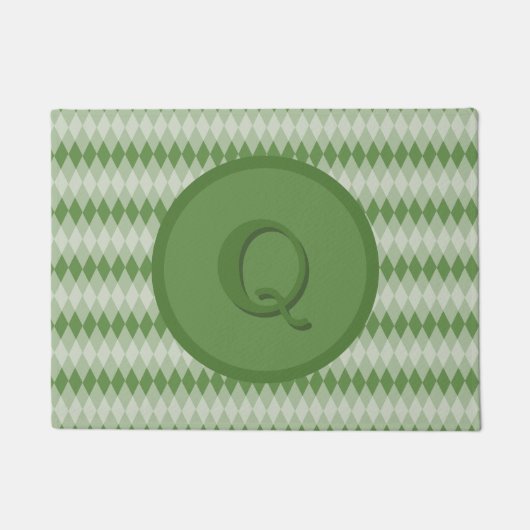Doormat - Raute Muster grün mit Monogramm Fußmatte (Vorderseite)