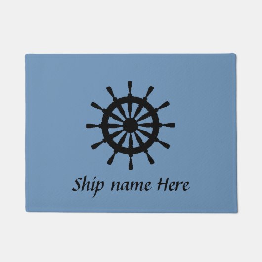 Doormat - Schwarzer Helm mit Schiffsname Fußmatte (Vorderseite)
