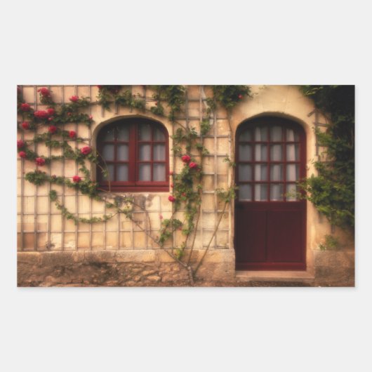 Doorway of rose cottage rechteckiger aufkleber (Vorderseite)