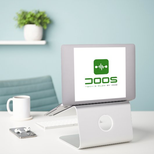 DOOS ZAZZLE STICKER (Laptop auf Schreibtisch)