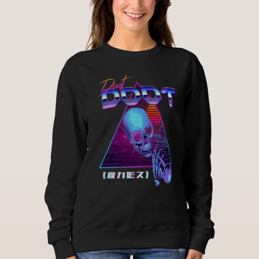 Doot Doot Herr Skeltal Synthwave Retro Meme Street Sweatshirt (Vorderseite)