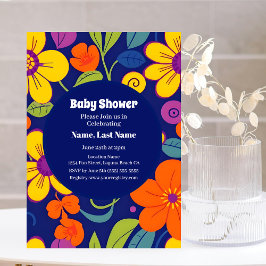 Dopamin Baby Bliss - Bold Retro farbenfroh Florals Einladung