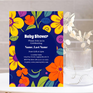Dopamin Baby Bliss - Bold Retro farbenfroh Florals Einladung