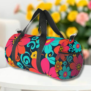 Dopamin Decor-Bright Retro Blume- Duffle Bag