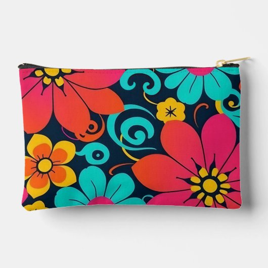 Dopamin Decor-Bright Retro Blume- Zubehörtasche (Rückseite)