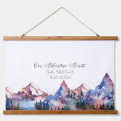 Dopamin Mountain Alternative Wedding Gästebuch Wandteppich Mit Holzrahmen (Vorne)