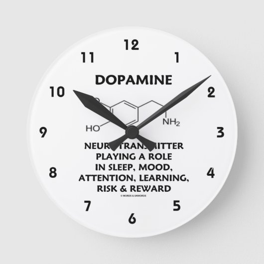 Dopamin-Neurotransmitter (chemisches Molekül) Roun Runde Wanduhr (Vorderseite)