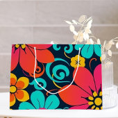 Dopamindekor - Bright Funky Blume-Retro Große Geschenktüte