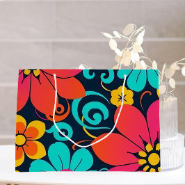 Dopamindekor - Bright Funky Blume-Retro Große Geschenktüte