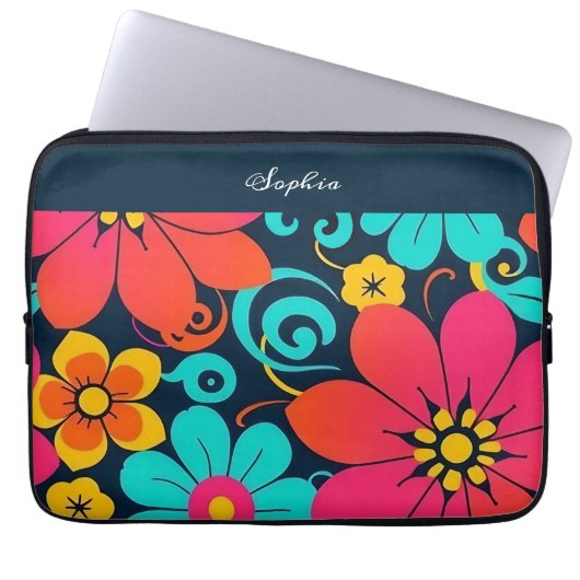 Dopamindekor - Bright Funky Blume-Retro Laptopschutzhülle (Vorderseite)