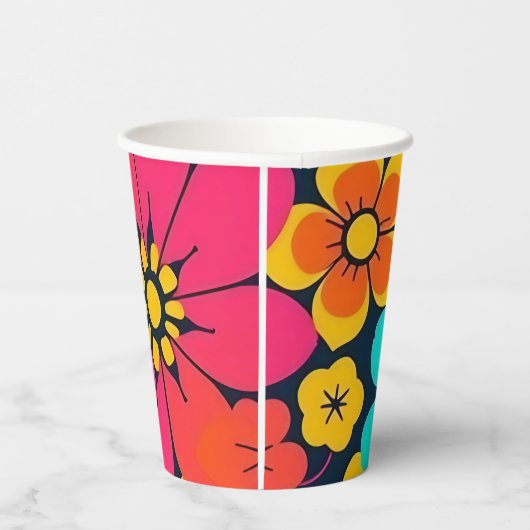 Dopamindekor - Bright Funky Blume-Retro Pappbecher (Rechts)