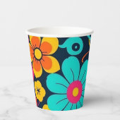 Dopamindekor - Bright Funky Blume-Retro Pappbecher (Vorderseite)
