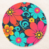 Dopamindekor - Bright Funky Blume-Retro Runder Pappuntersetzer (Vorderseite)