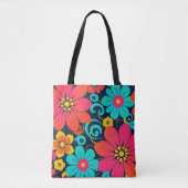 Dopamindekor - Bright Funky Blume-Retro Tasche (Vorderseite)