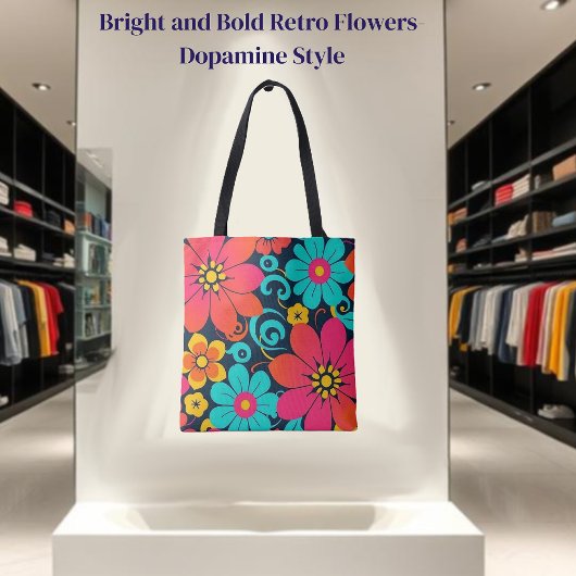 Dopamindekor - Bright Funky Blume-Retro Tasche
